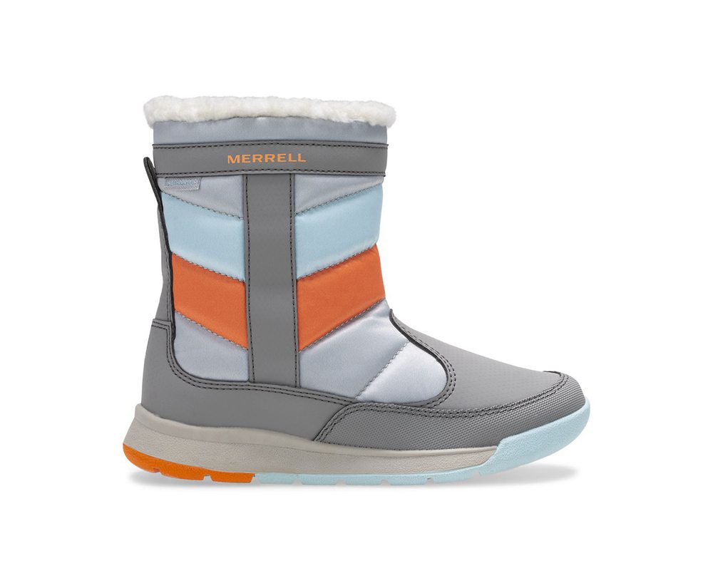 Merrell Boots Grey/Silver/Turquoise - Alpine Puffer Waterproof - Kids 53ENXVZPM